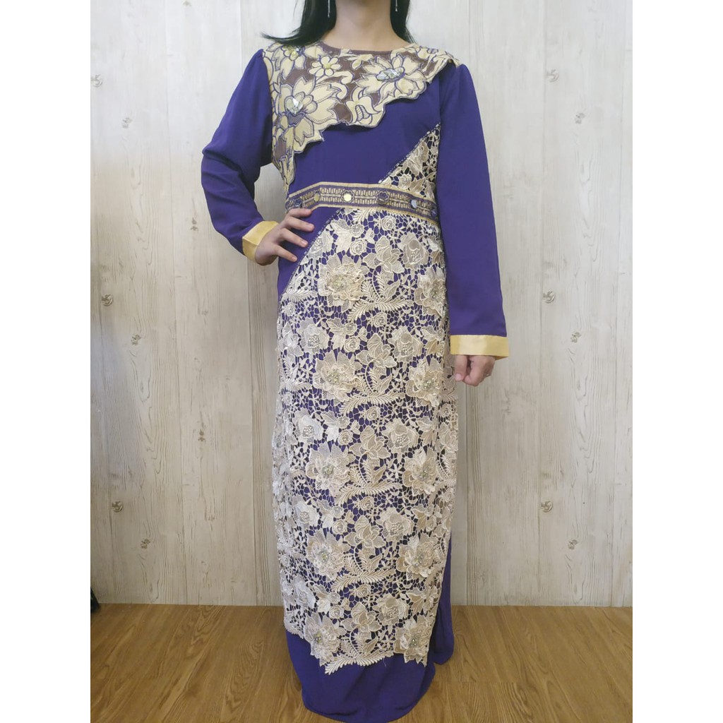 dress bibiq muslim fashion brokat ungu