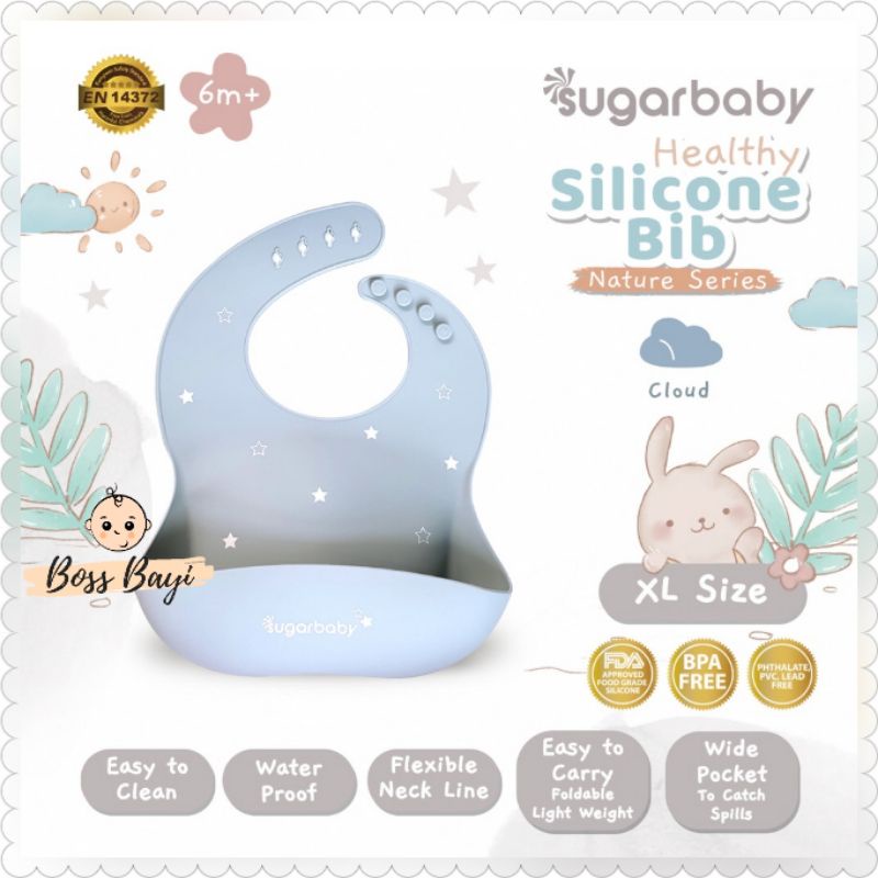 SUGARBABY Healthy Silicone Bib Nature Series /Celemek Makan Bayi Anak Silikon Sugar Baby