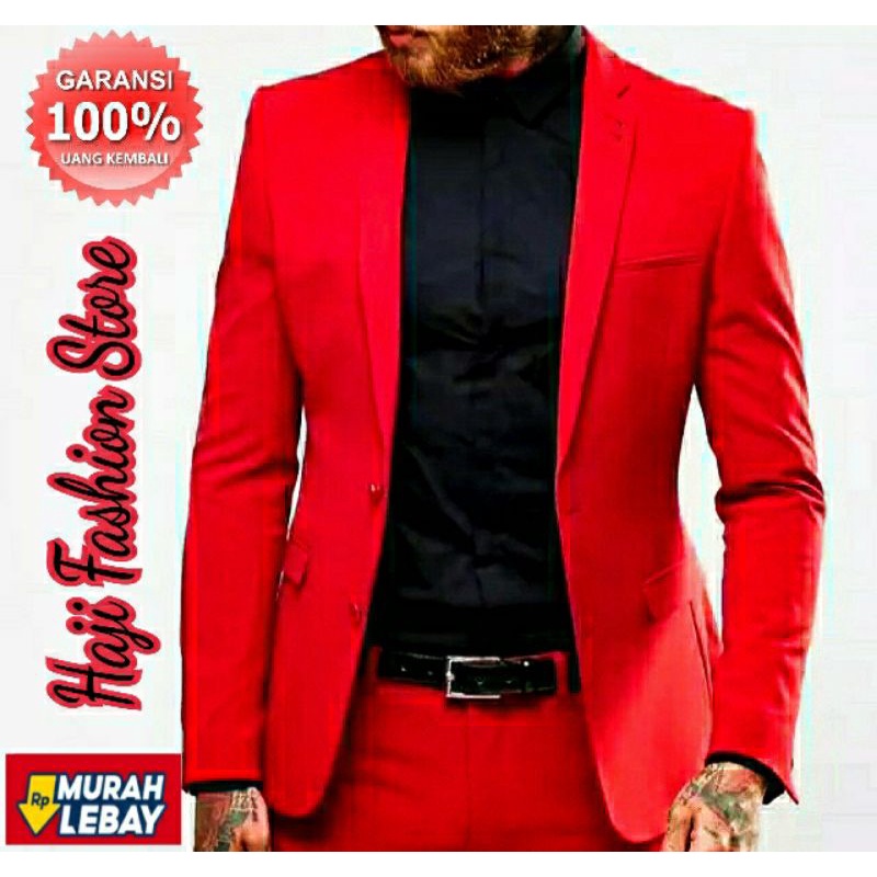 Jas merah/blazer merah/jas formal/slimfit