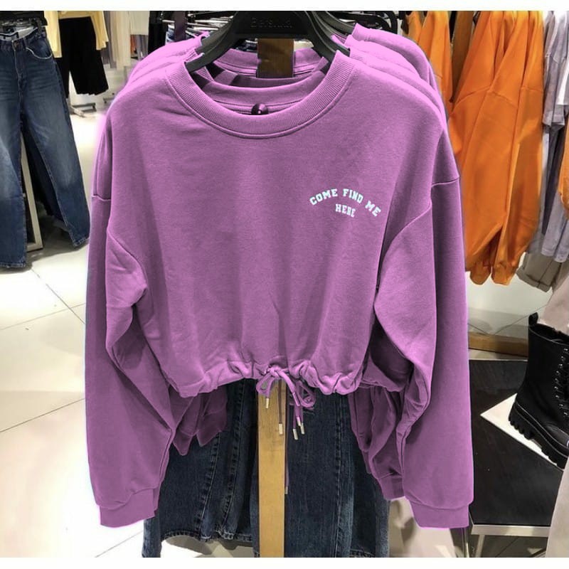 COME FIND ME CROPE SWEATER - SWEATER CROP WANITA - SWEATER OBLONG