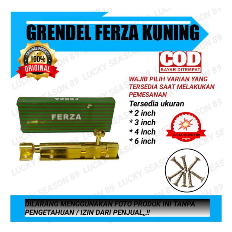 SELOT PINTU/GRENDEL FERZA KUNING 2&quot;-6&quot;/GRENDEL PINTU