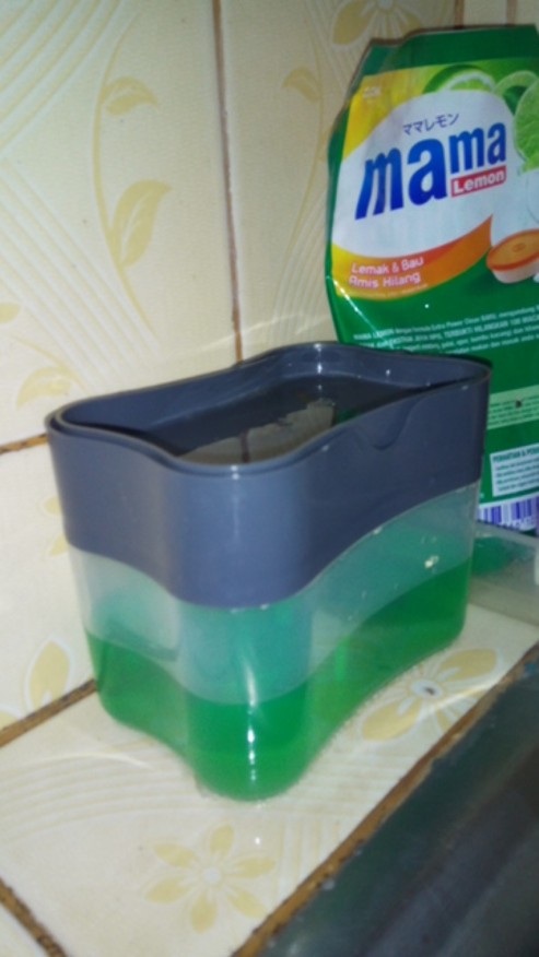 Dispenser Sabun & Holder Spons Alat Dapur Kebersihan Cuci Piring 2in1