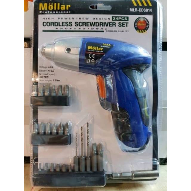 Cordless Screwdriver Set 24pcs / Obeng Bor Portable Baterai - MOLLAR