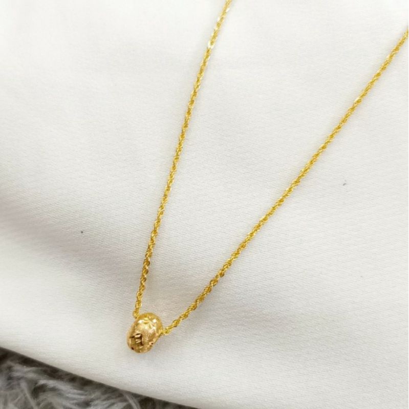 Necklace Pendant Kalung Fancy Liontin Tabung bulat Etnik Emas asli