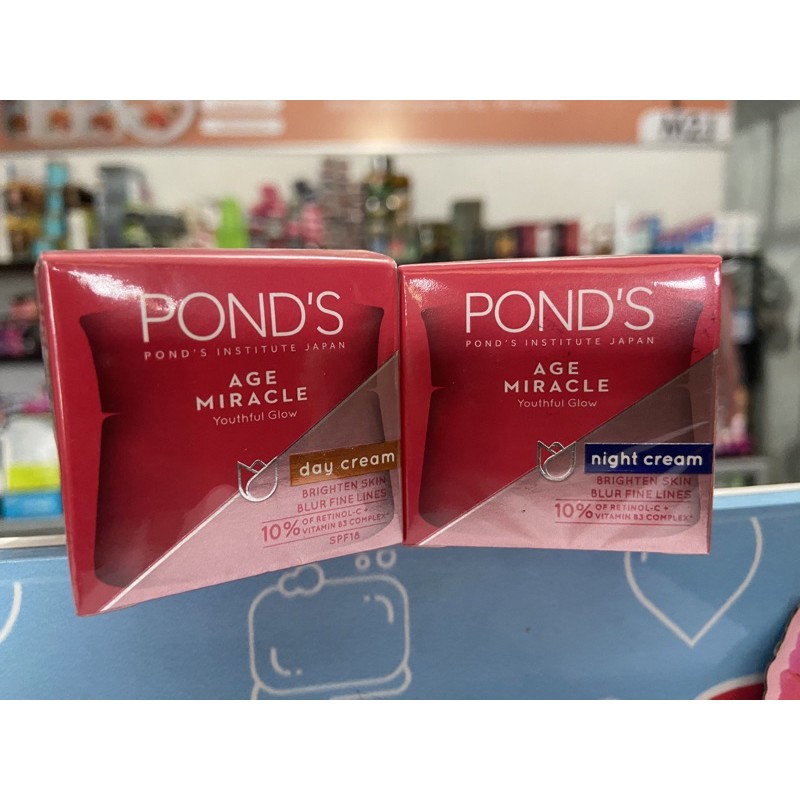 10 gr ( besar ) -- ponds age miracle youthfull glow day &amp; night cream