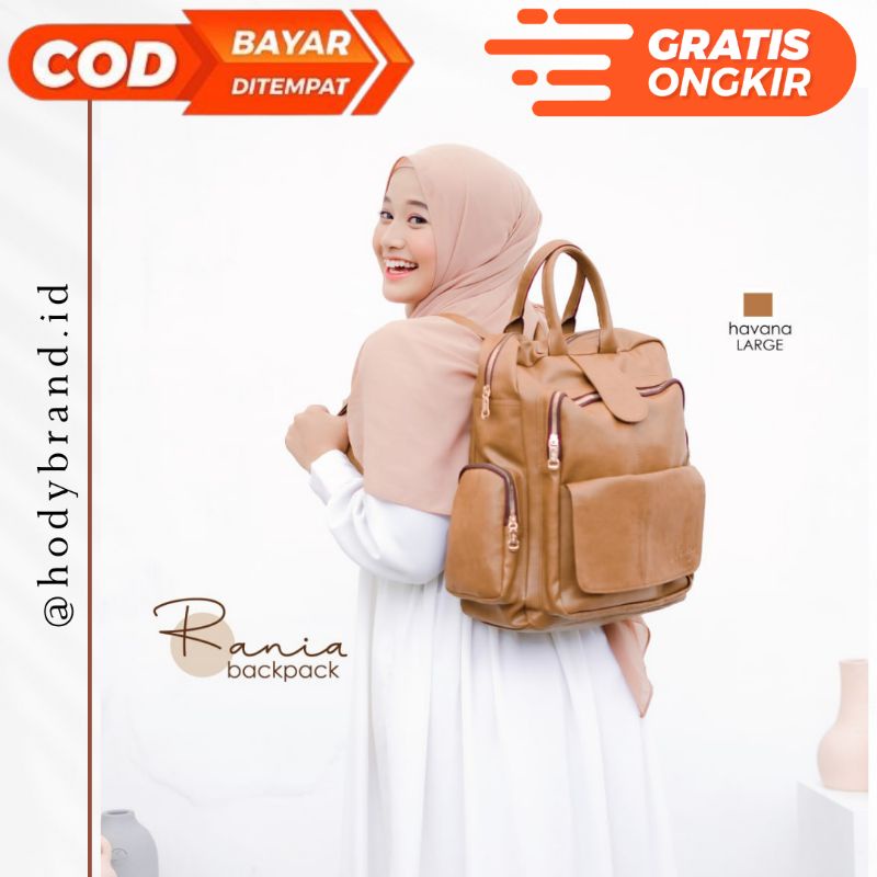 Rania Backpack Hody| Tas Gendong | Tas Ransel Kulit Sintesis | Large muat Laptop 14 Inch