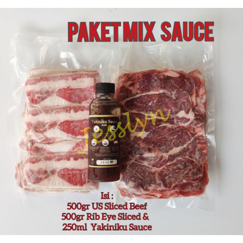 

Paket Mix Daging Sapi Slice / Us Sliced Beef Yoshi** / Rib eye Sliced Beef