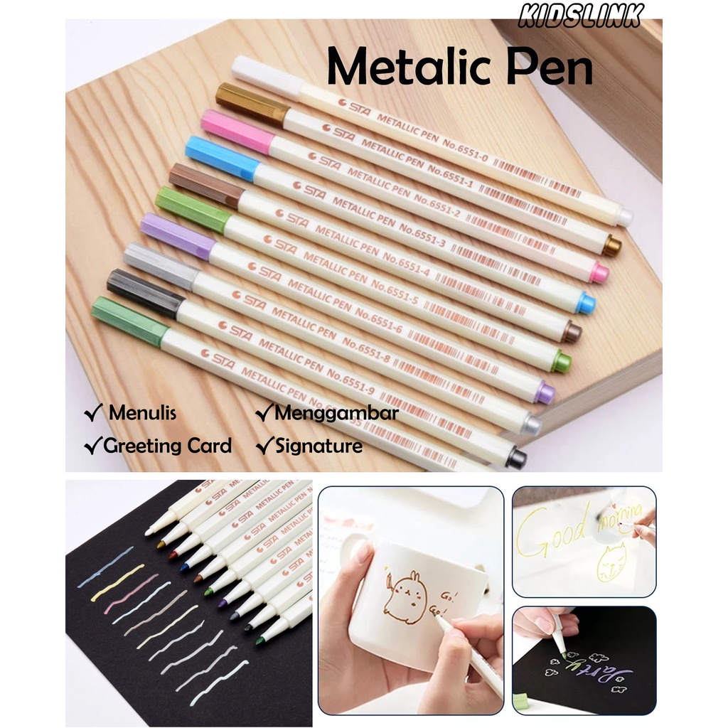 Metalic Pen Marker Pena Dekor Permanent Painting Pulpen Warna Warni Silver Gold Mengambar