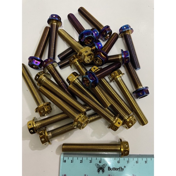 baut probolt  flower gold blue 2tone HENG 10x60 m10x60 drat 14 panjang 6cm