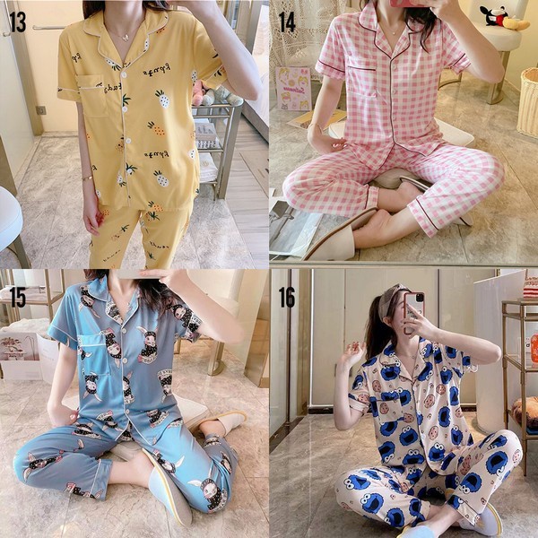 Setelan Piyama Baju Tidur Kerah Wanita Korean Style T717