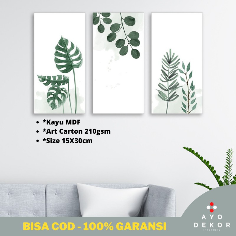 Hiasan Dinding Dekorasi Dinding Rumah Kamar Tidur Walldekor Pajangan Daun Monstera Hijau