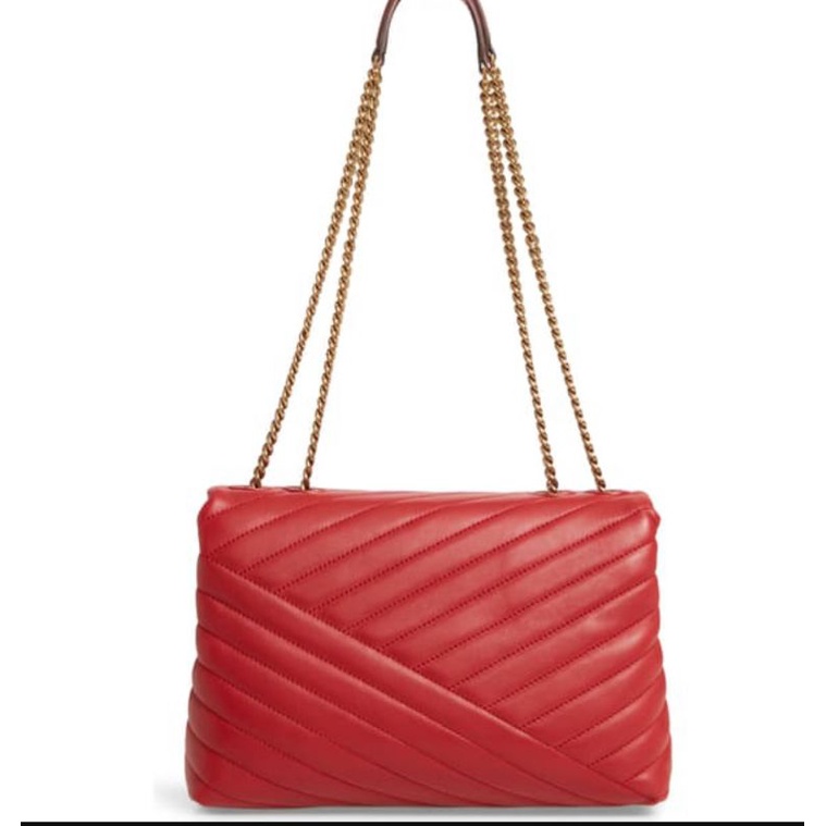 Tory Burch Kira Chevron Convertible Shoulder Bag Medium 27 Cm - Red Apple