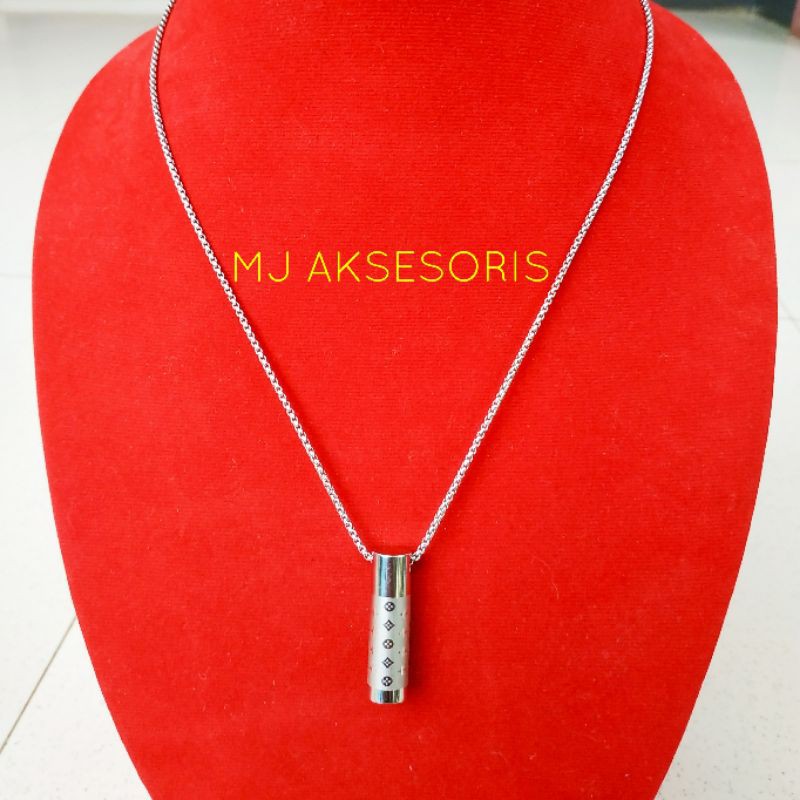 Kalung Peluru Titanium Kalung Pria Model Peluru Silver Stainless