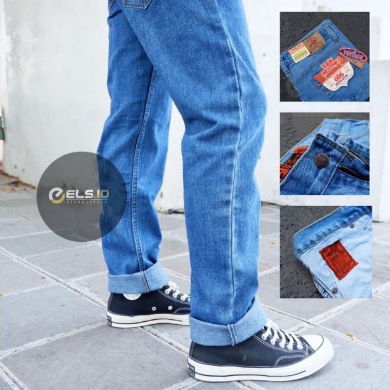 Celana Jeans Pria Panjang Reguler Fit Lea 606 Standar-Celana Pria Terbaru Dan Termurah /Celana Jins Celana Cowok kasual denim Hitam Biru