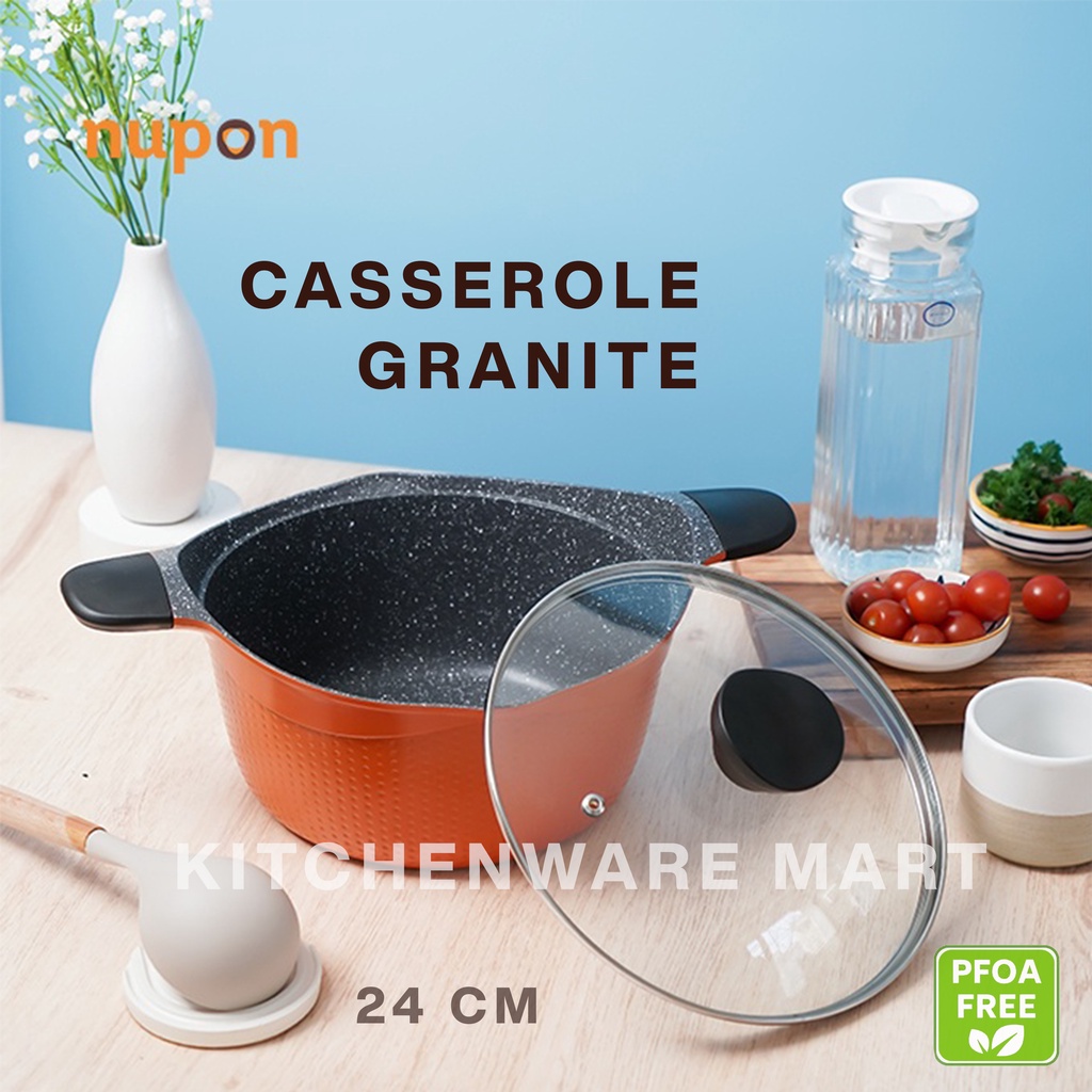 Casserole Granite Marble Coating 24cm Anti Lengket Granite Coating Nupon- anci Casserole Anti Lengket Marble Coating 24 CM