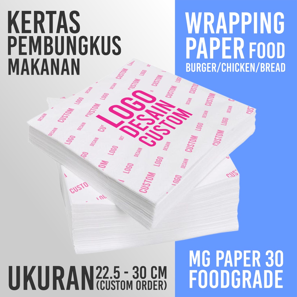 

KERTAS PEMBUNGKUS NASI ROTI BURGER WRAPING PAPER FOOD CUSTOM