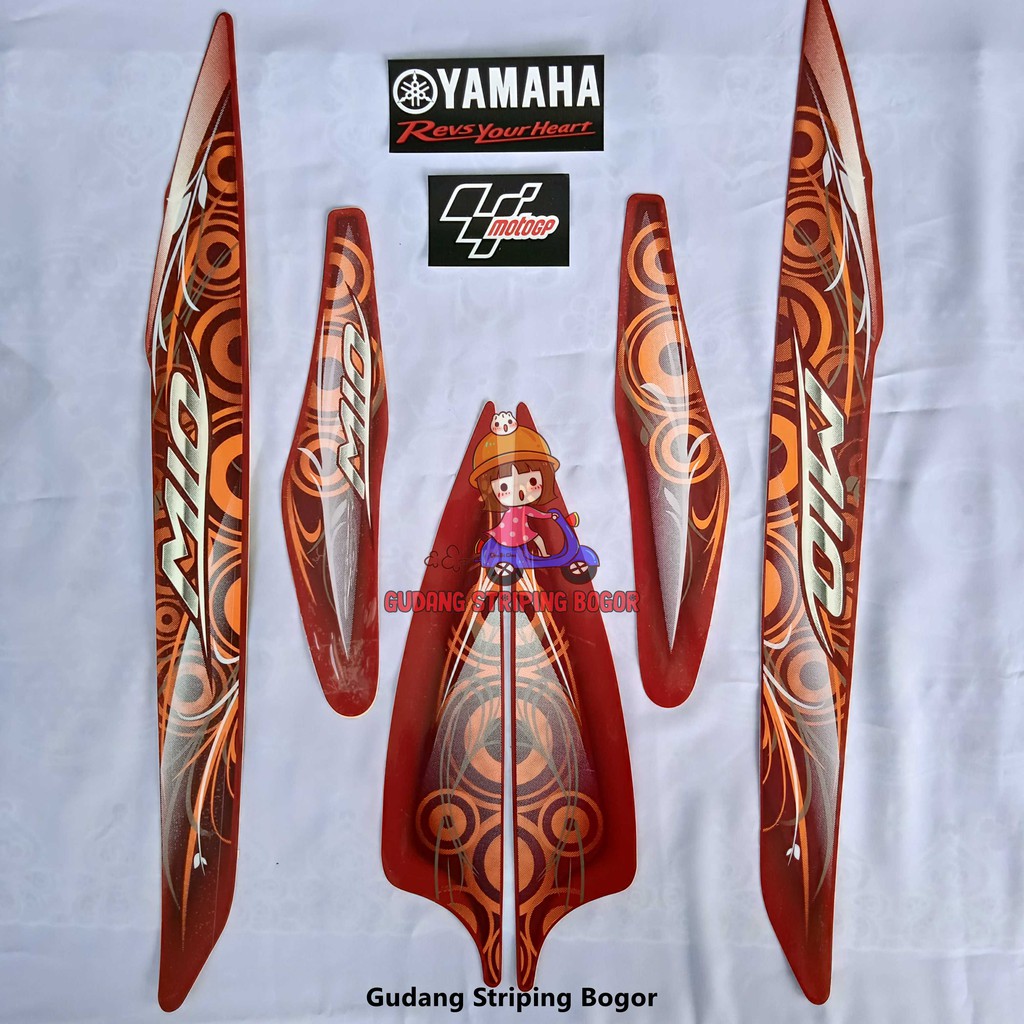 STIKER STRIPING BODY YAMAHA MIO SPORTY 2011 MERAH