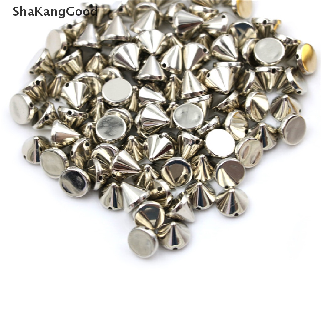 100pcs Stud Rivet Spike Bulat 10mm Untuk Kerajinan Kulit Tas