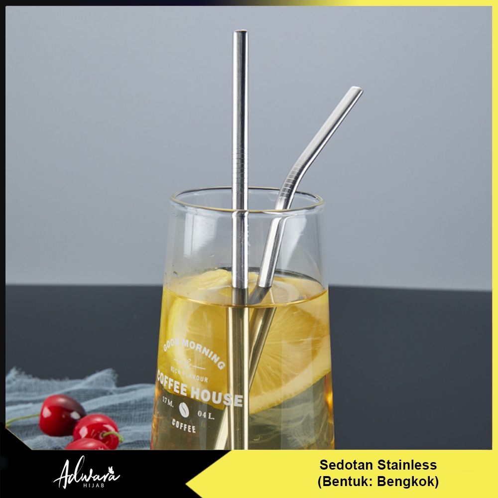 Sedotan Bengkok Stainless Pipet Minuman