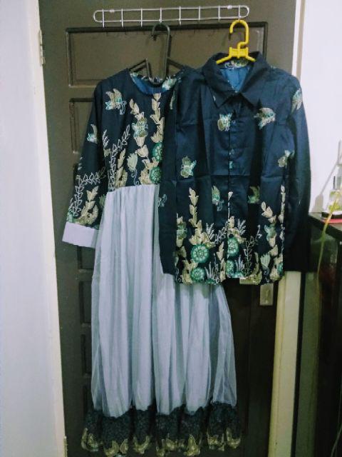 El Gros 2 - Cp Rinjani Batik Silk Kombi Tile Lapis Furing Ld100cm Pjg 134cm + Kemeja Batik Silk