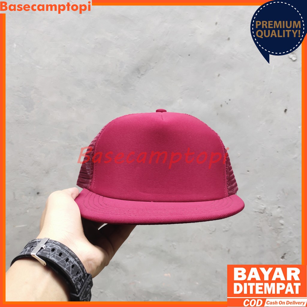 Topi Snapback Trucker Jaring Polos Pria Wanita