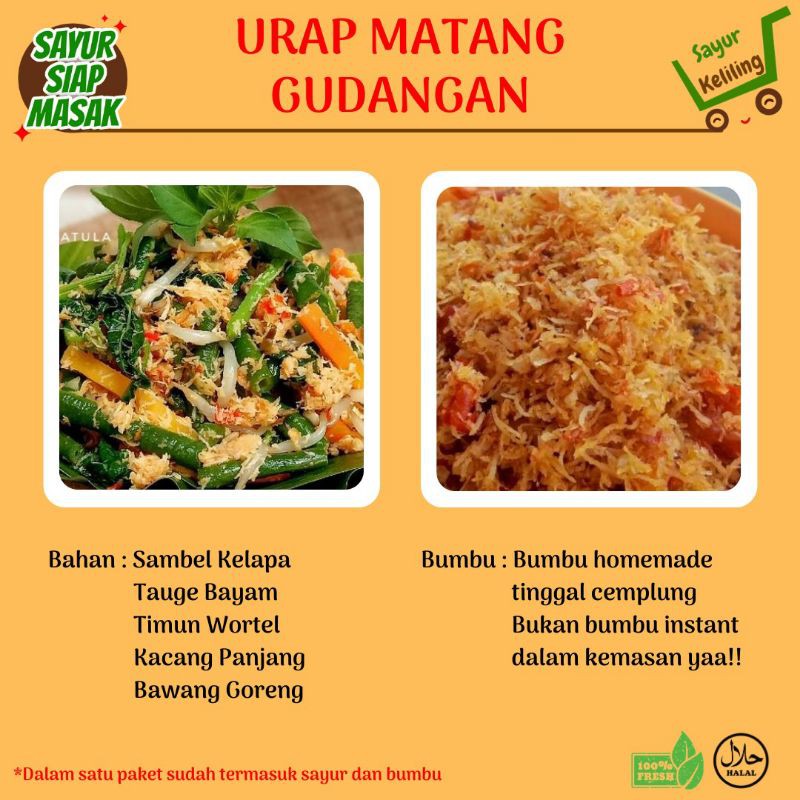 

SAYUR SIAP MASAK / URAP MATANG GUDANGAN / PAKET LENGKAP SIAP MASAK ( SUDAH TERMASUK BUMBU HOMEMADE )