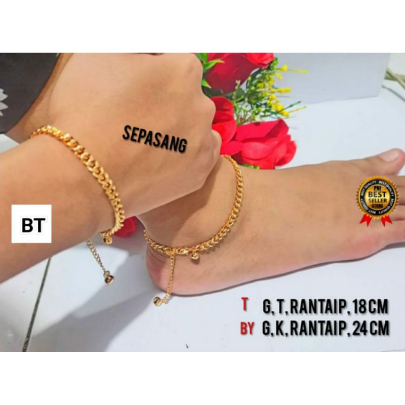 Set Gelang tangan dan gelang kaki Titanium banyak pilihan model dan bentuk nya bahan lapis emas