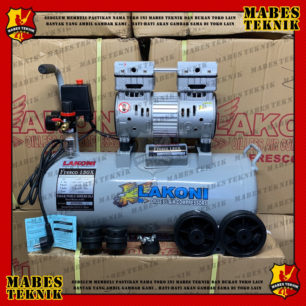 LAKONI FRESCO 130 X / 130X - MESIN KOMPRESOR POMPA ANGIN - FILTER AIR - 1HP - TANKI 30 LITER