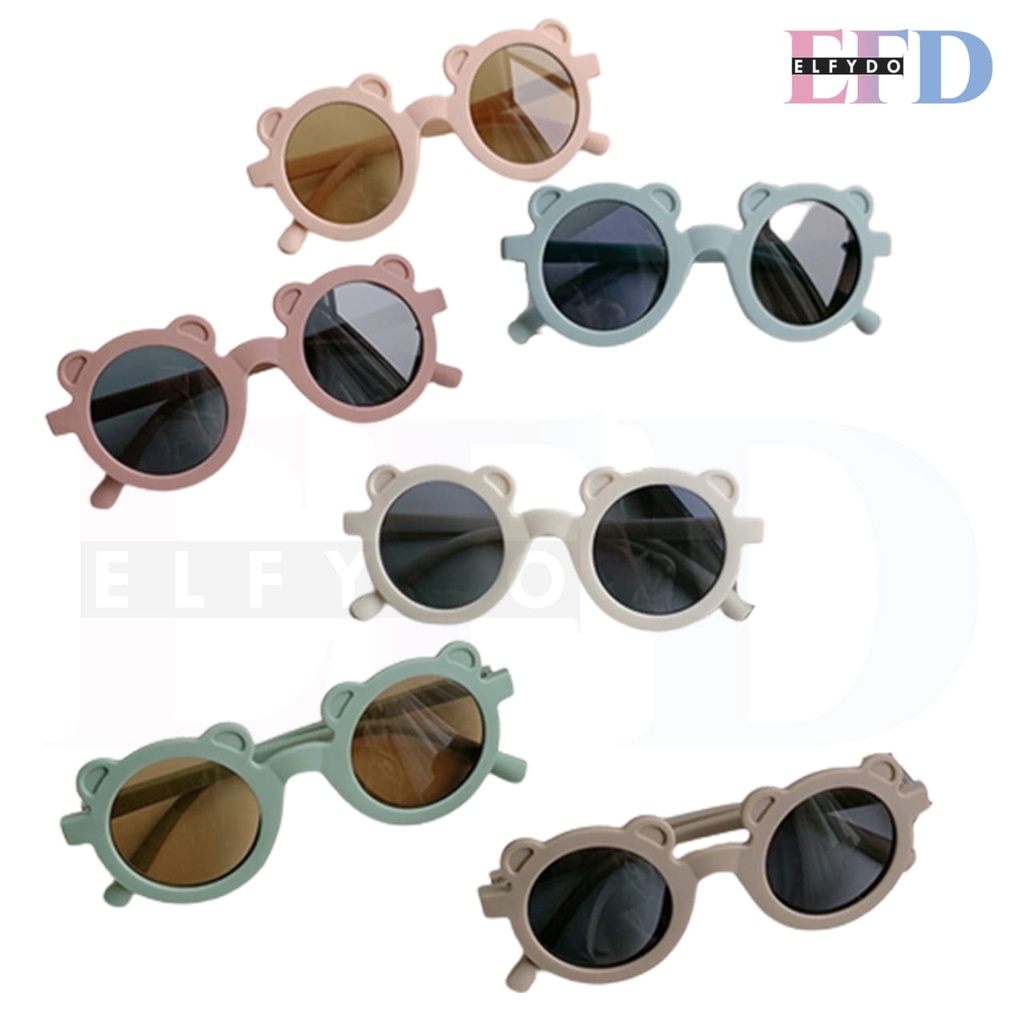 ELFYDO K712 Kacamata Fashion Anak Bentuk Telinga Beruang Kids Sunglasses Korea Style