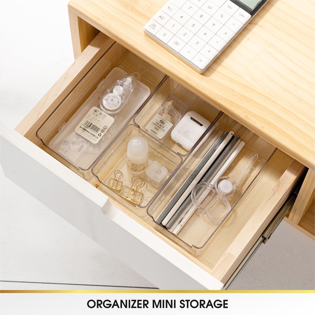 Acrylic Akrilik Storage Drawer Kotak Pembatas Sekat Laci Organizer Organiser Stationery Sendok Meja Dapur Plastik Acrylic