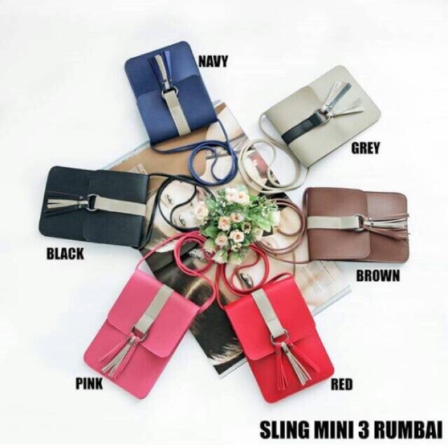 YA 390 - Sling 3 kuncir / dompet hp bahan miniso import