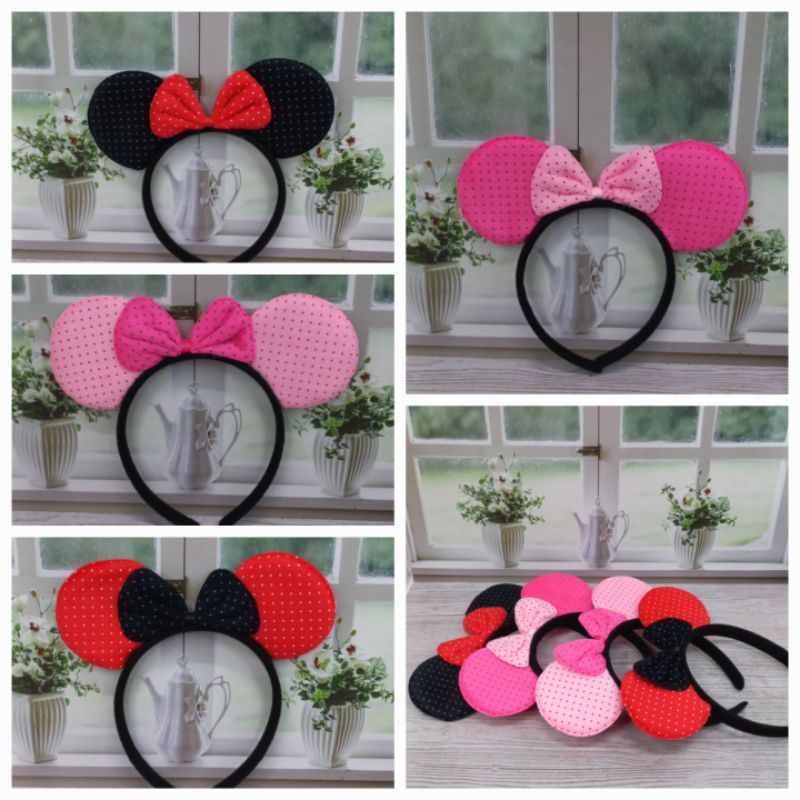 Bando Rambut Kuping Pita polkadot Anak Bando Pesta