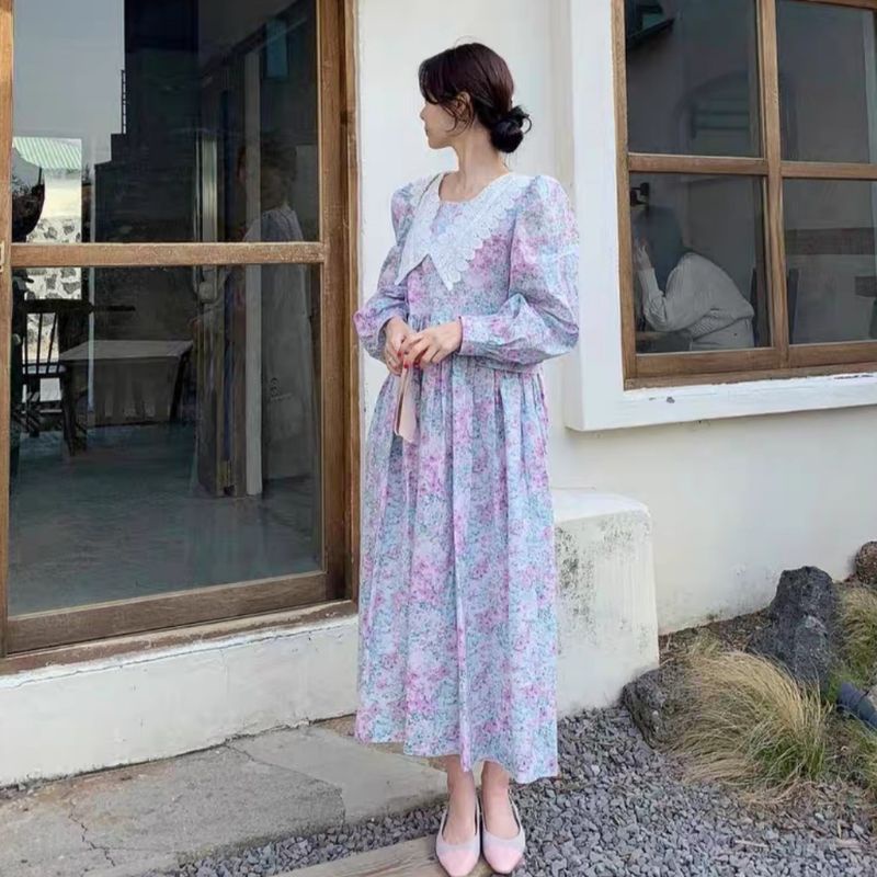dress import korean / dress bunga flower floral garden / maxi dres korea bangkok maxy vintage impor