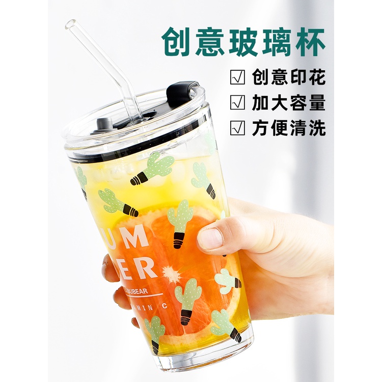 Gelas kaca * tumbler * Gelas ukur * Gelas Gambar lucu KAKTUS 450ml