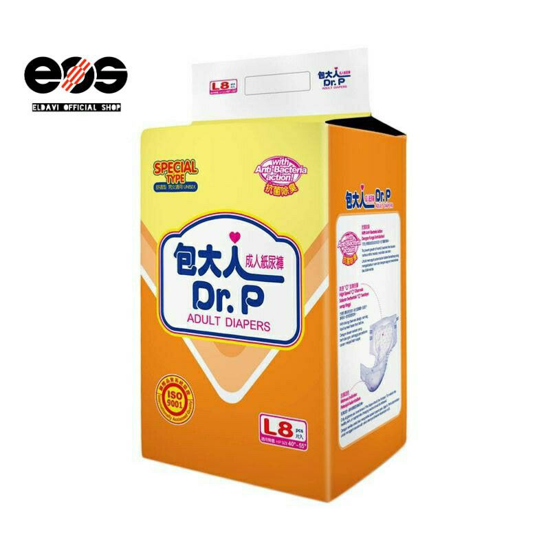 DR.P ADULT DIAPERS SPECIAL SIZE L 8-Pempers Popok Dewasa/Manula/Tipe Celana-Perekat