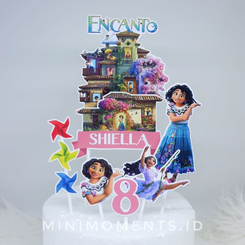 Cake Topper 3D Custom Nama Karakter Disney Encanto Enchanto - Alat Dekorasi Kue Ulang Tahun - Satu S