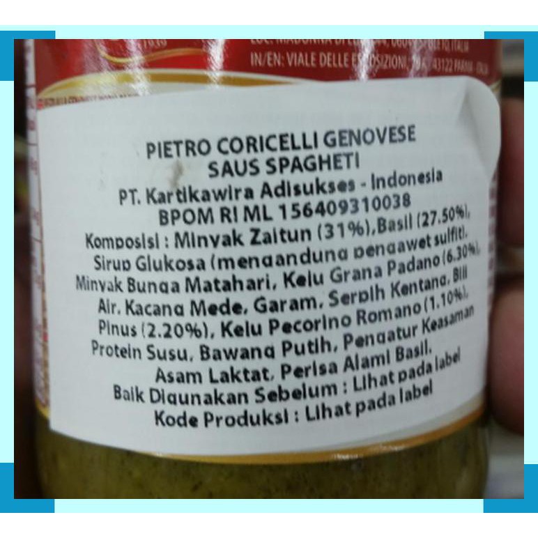 

Pietro Coricelli | pesto ala genovese | 190 gram | spaghetti sauce