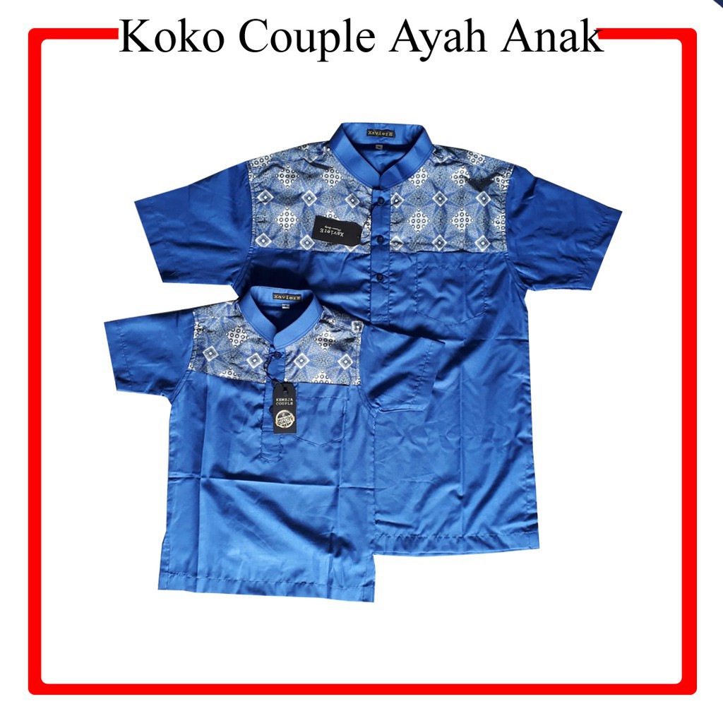Kemko Couple biru Koko Kemeja Ayah dan anak