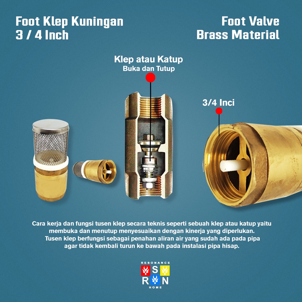 Foot Klep 3/4 Inci Kuningan / Saringan Tusen Pompa Resonance Home