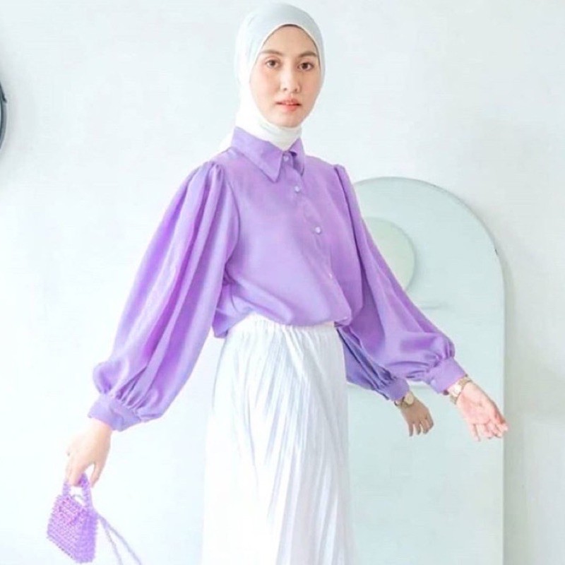 AUDRY RUFI BASIC SHIRT RUFFLE PREMIUM PASTEL SOFT FULL KANCING FASHION WANITA MUSLIM