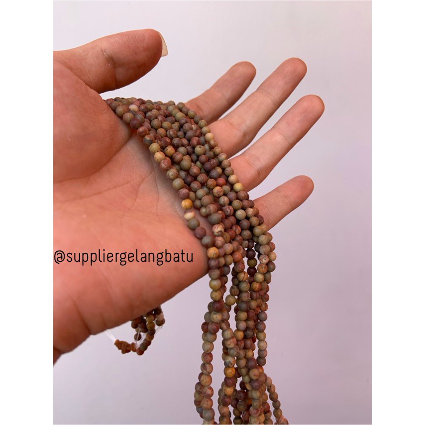 bahan SOFT jasper kokah coklat 4mm renceng bahan gelang kalung