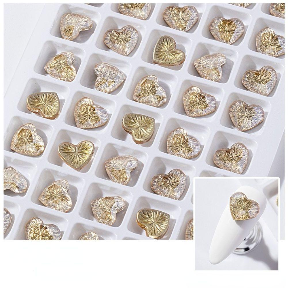 MXBEAUTY Wanita Paku Charms Bentuk Hati Shiny Droplet shape Nail Kecantikan Kuku Salon Manicure Aksesoris 3D Dekorasi Kuku