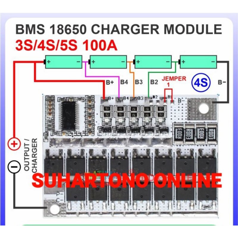 Lithium Baterai Charger Modul 3S/4S/5S 3.7V 100A BMS Protection Board