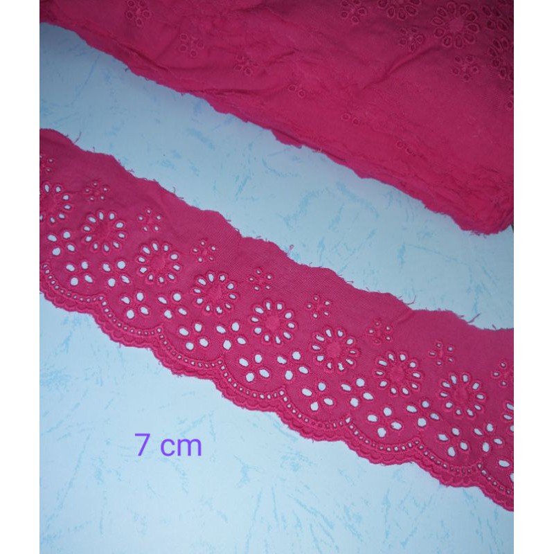 Renda katun pink renda mukena renda bordir kembang renda baju renda kain