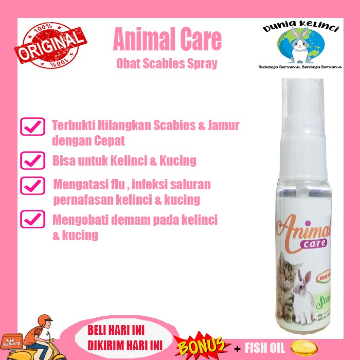 OBAT SCABIES KUTU JAMUR  SPRAY HEWAN KELINCI KUCING ANIMAL CARE DEMODEKS