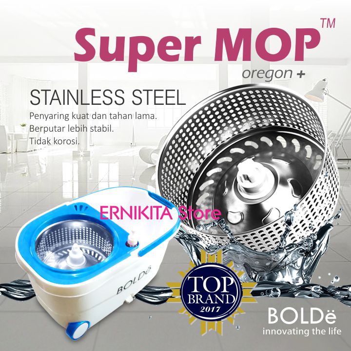 BOLDe SUPERMOP OREGON PLUS UTILITAS KOMPLIT - Stainless Penarik Botol Pewangi Roda