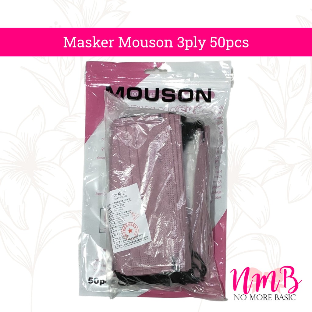 Masker Earloop 3 PLY Disposable Mask MOUSON 50 PCS Kemenkes