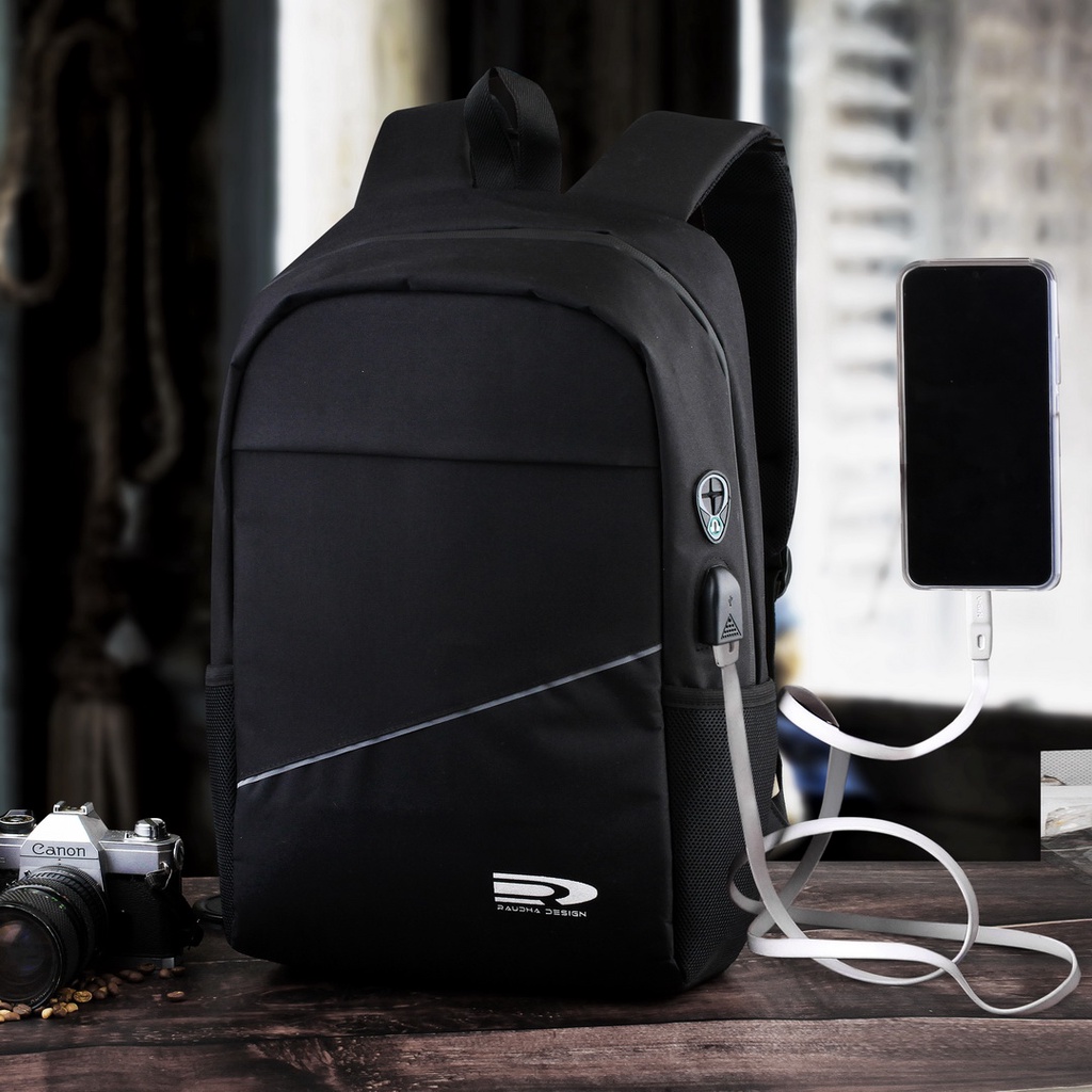 Terbaru !! Buy 1 Get 1 ORIGINAL Tas Ransel Anti Air + USB Charger Earphone Hole Waterproof HIGH QUALITY