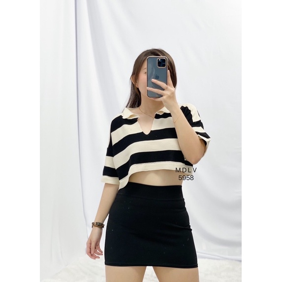 MDLV ~ 5958-1MILLEN KNIT TOPS KNIT CROP TOP WOMEN CROP TOP RAJUT IMPORT CROP TOP PREMIUM BEST SELLER FASHION IMPORT WANITA