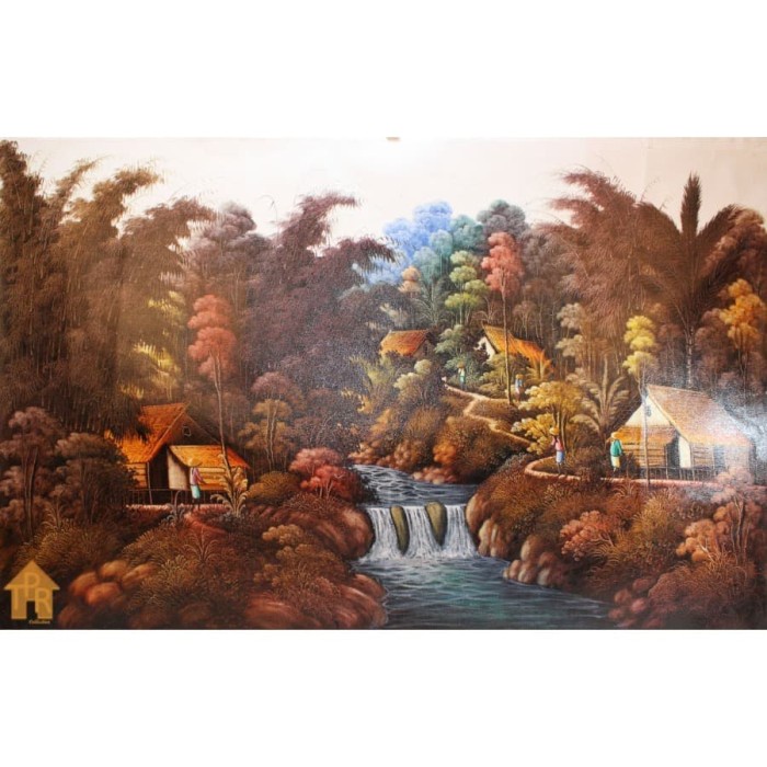 Lukisan Besar - Pemandangan Air Terjun Landscape 85x135cm.